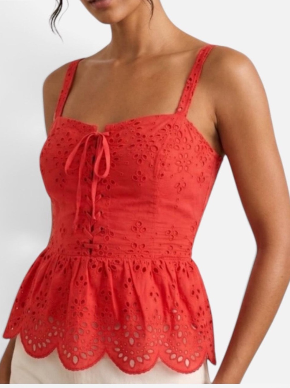 Cupcakes and Cashmere Nordstrom Eyelet Cami Peplum Top